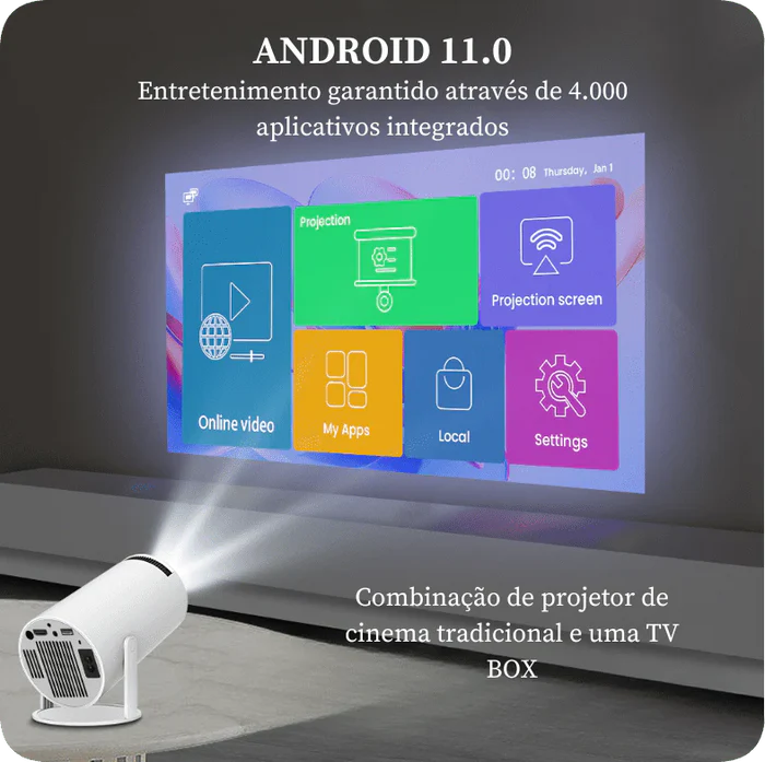 CineProjetor™ 4K – Telona de até 150" com qualidade profissional!