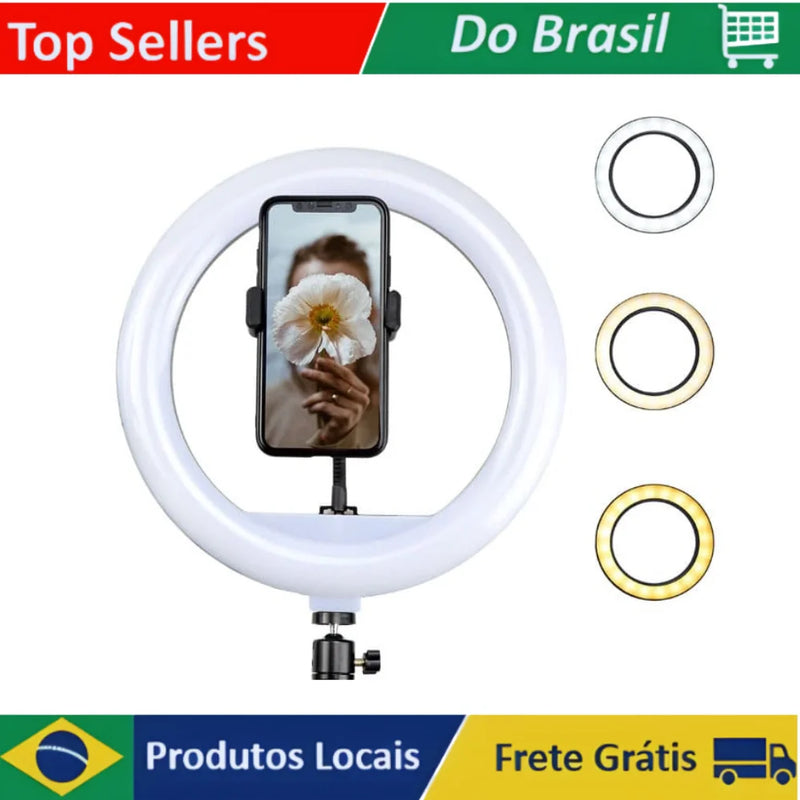 Anel Ring Light LED 32cm (13") Sem Tripé - Iluminação Profissional Ajustável para Fotos e Vídeos, Compacta
