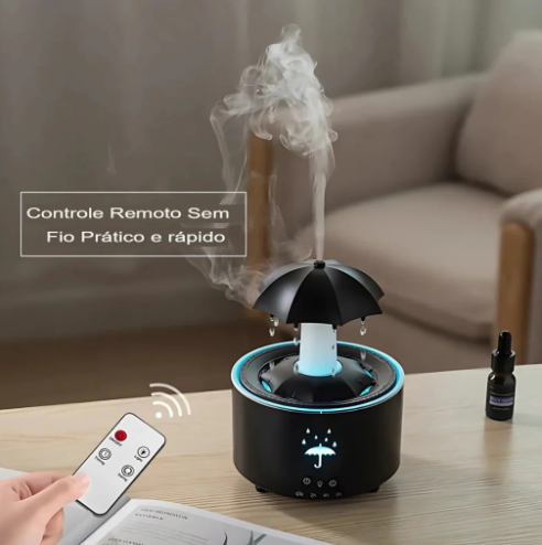RainGlow™ – Umidificador de Ar com Luz Colorida e Aromaterapia