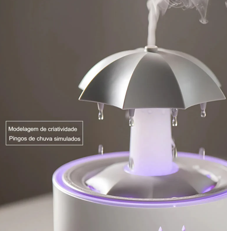 RainGlow™ – Umidificador de Ar com Luz Colorida e Aromaterapia