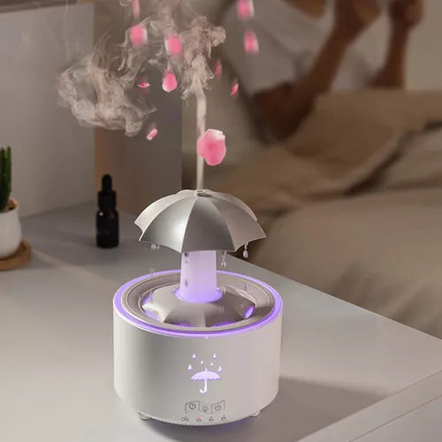 RainGlow™ – Umidificador de Ar com Luz Colorida e Aromaterapia