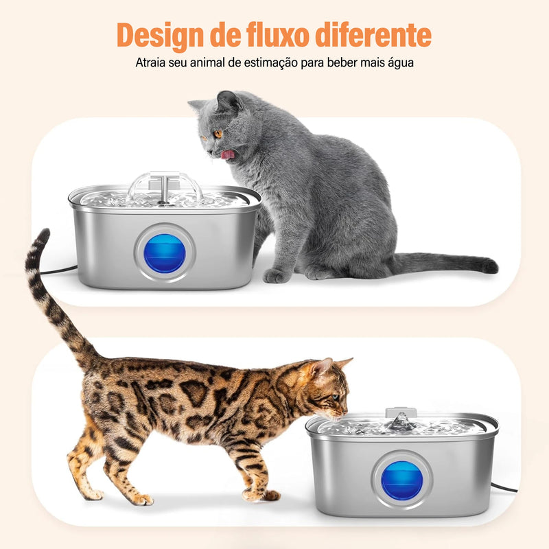 Newpet Stainless Steel Cat Water Fountain Automatic Cat Drinker Drinking Fountain For Cats Dogs Pet Water Dispenser Accessories