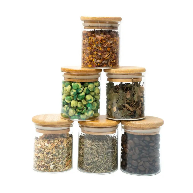 Kit 6 glass jars 200ml airtight bamboo lid-Tüd