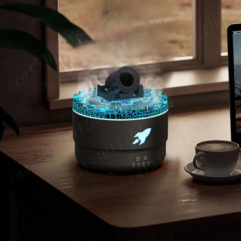 AromaBlast™ – Umidificador com Névoa Aromática e Luz Ambiente!