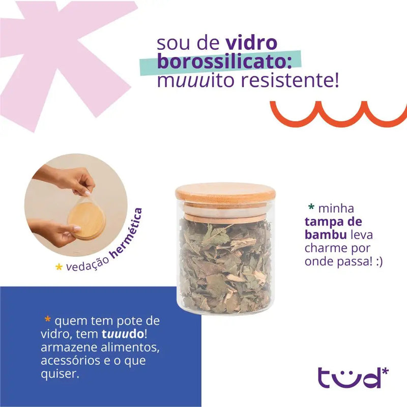 Kit 6 glass jars 200ml airtight bamboo lid-Tüd