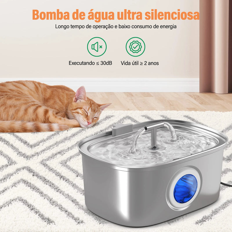 Newpet Stainless Steel Cat Water Fountain Automatic Cat Drinker Drinking Fountain For Cats Dogs Pet Water Dispenser Accessories