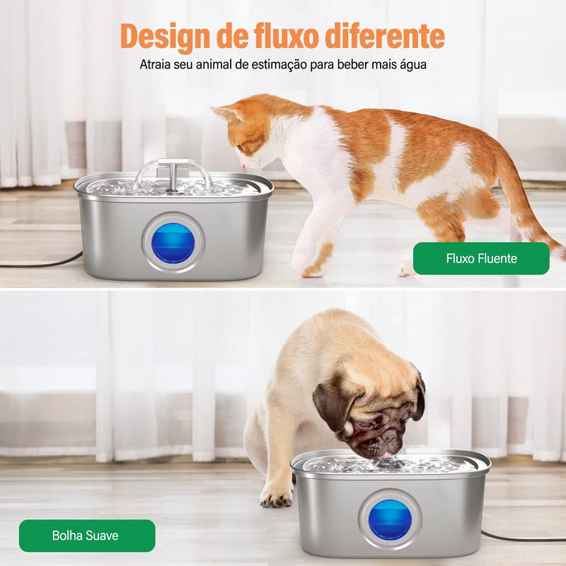 Newpet Stainless Steel Cat Water Fountain Automatic Cat Drinker Drinking Fountain For Cats Dogs Pet Water Dispenser Accessories